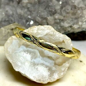 Vintage Diamond Cut Gold over Sterling Bangle Bracelet